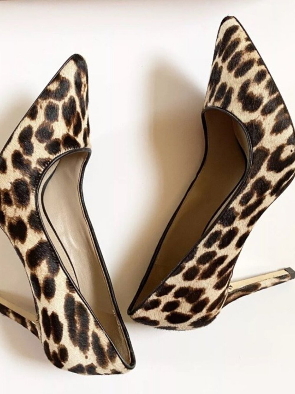 Tory Burch Elana 85mm Leo Coconut Pumps 7 Retail $325 Calf Hair Nappa Leather